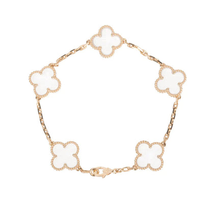 [⭐JeweliWhal]CLOVER 5 MOTIF ROCK CRYSTAL BRACELET