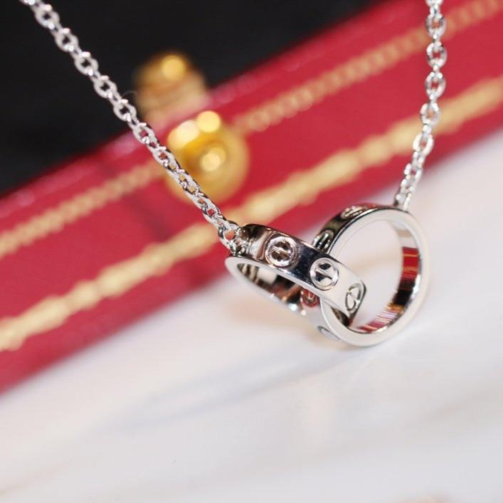 [⭐JeweliWhal]LOVE NECKLACE PINK GOLD AND SILVER