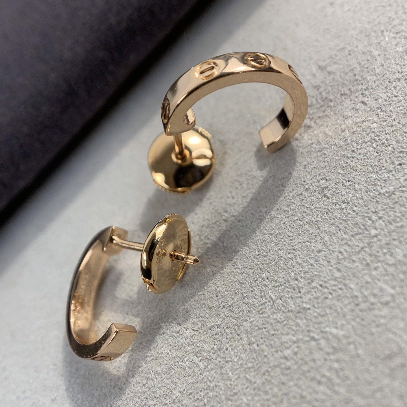[⭐JeweliWhal]LOVE EARRINGS 2.65MM PINK GOLD