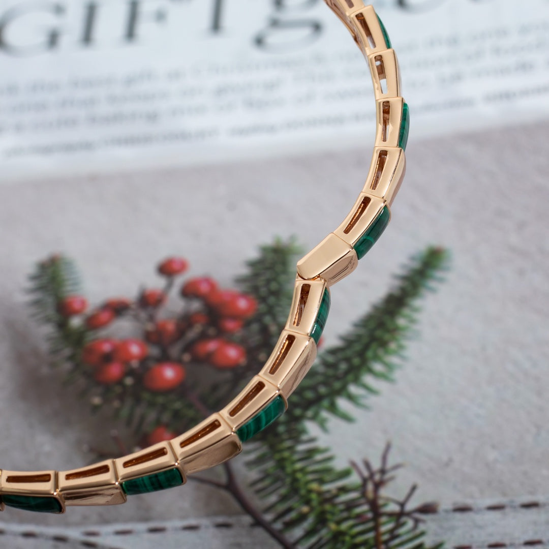 [⭐JeweliWhal]SERPENTI BRACELET PINK GOLD MALACHITE