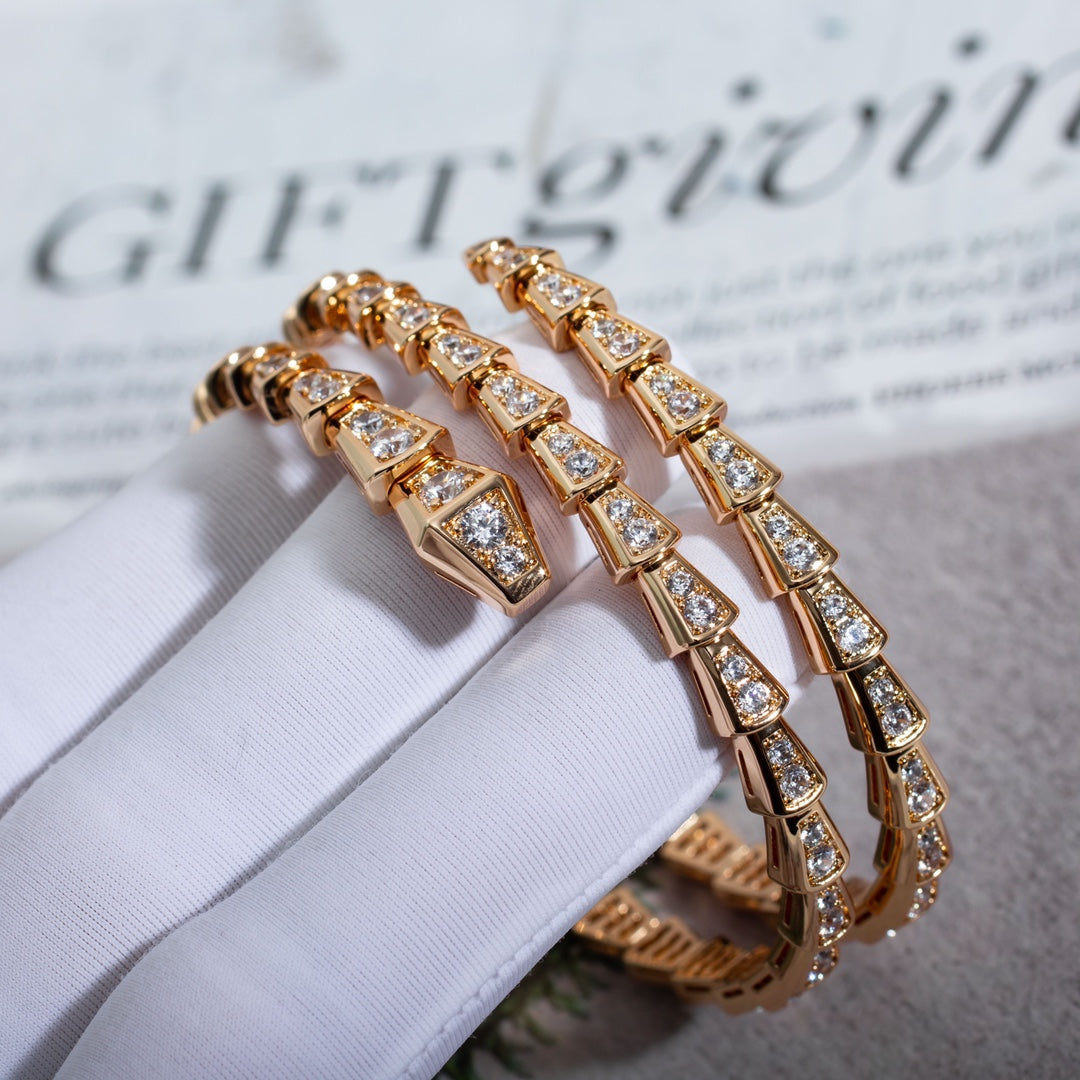 [⭐JeweliWhal]SERPENTI BRACELET PINK GOLD DIAMOND DOUBLE ROW