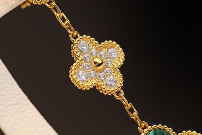 [⭐JeweliWhal]CLOVER EARRINGS GOLD MALACHITE DIAMOND 3 MOTIF