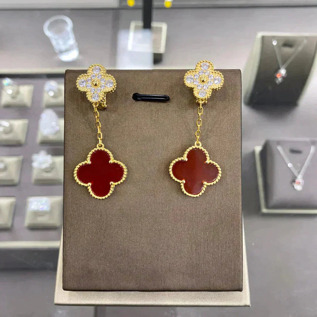 [⭐JeweliWhal]CLOVER  2 MOTIFS  DIAMOND  EARRINGS (MULTIPLE CHOICESç´