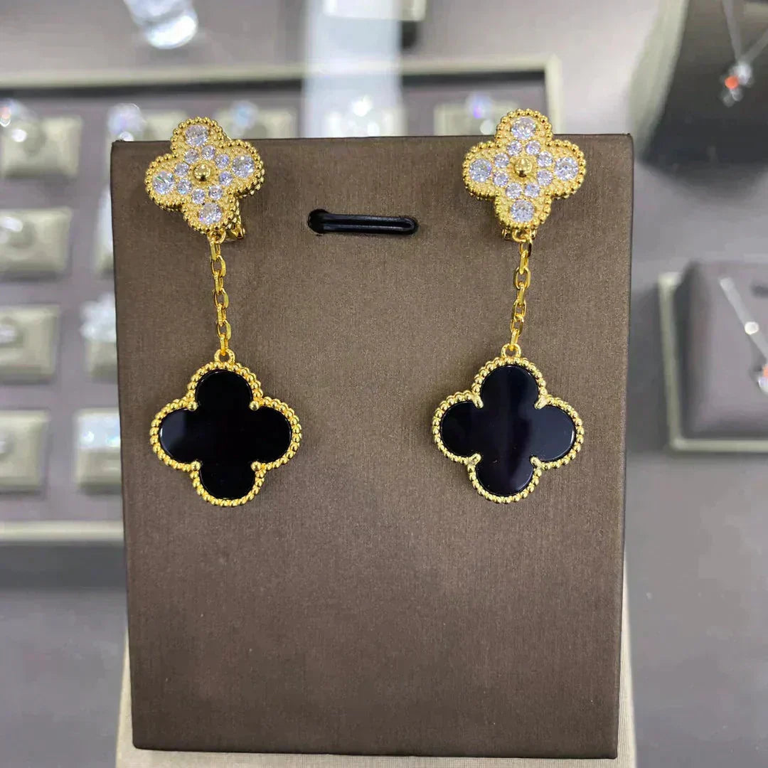 [⭐JeweliWhal]CLOVER  2 MOTIFS  DIAMOND  EARRINGS (MULTIPLE CHOICESç´