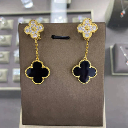 [⭐JeweliWhal]CLOVER  2 MOTIFS  DIAMOND  EARRINGS (MULTIPLE CHOICESç´