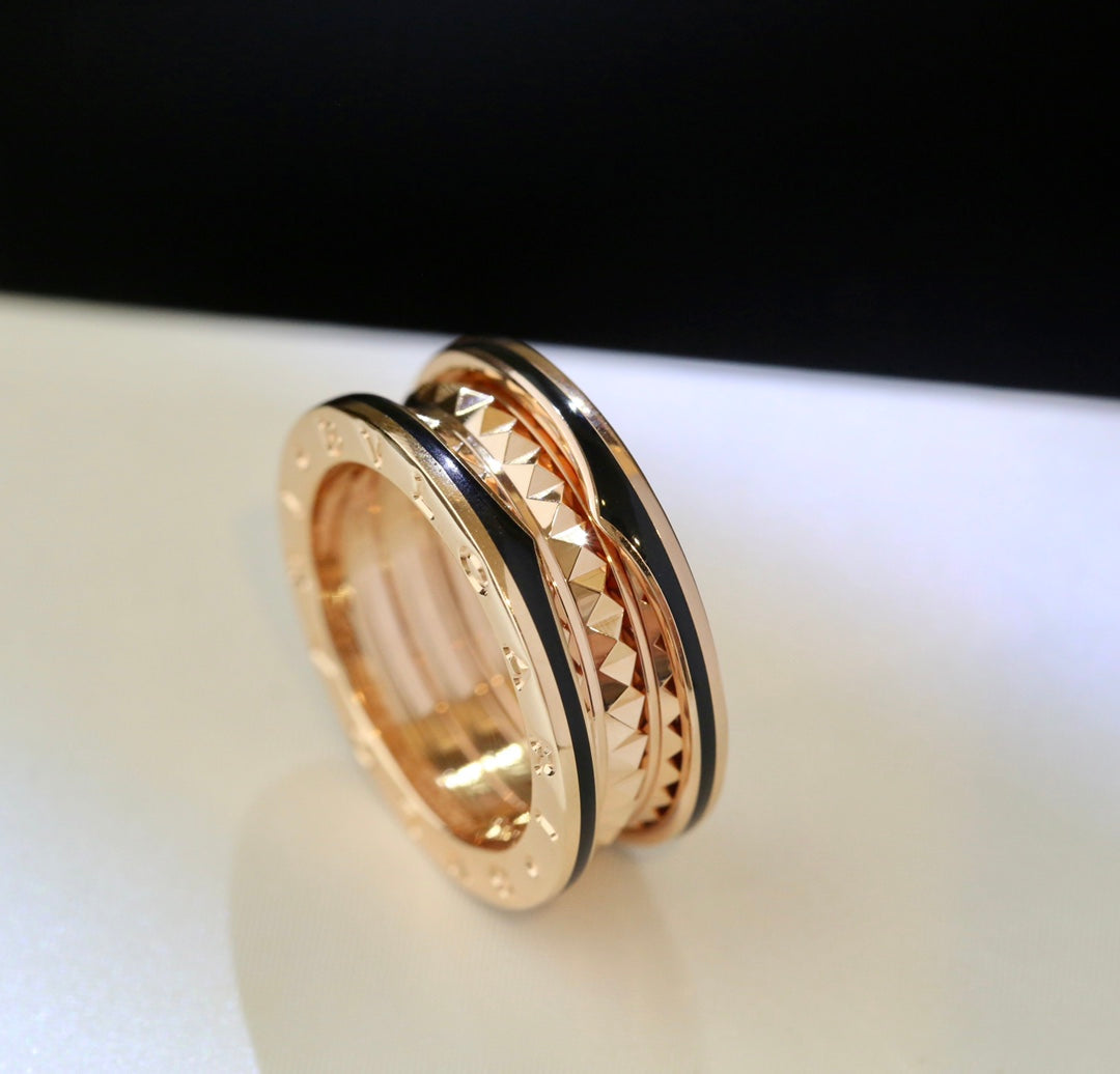 [⭐JeweliWhal]ZERO 1 PINK GOLD BLACK CERAMIC RING