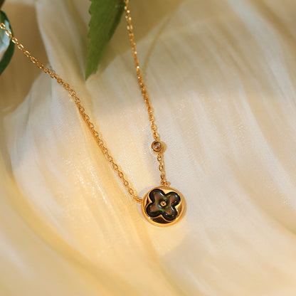 [⭐JeweliWhal]SUN PEDANT PINK GOLD 1 DIAMOND NECKLACE