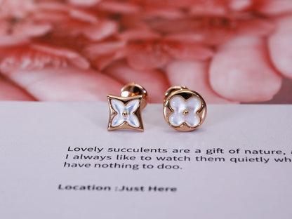 [⭐JeweliWhal]STAR AND SUN PINK GOLD MOP STUD EARRINGS