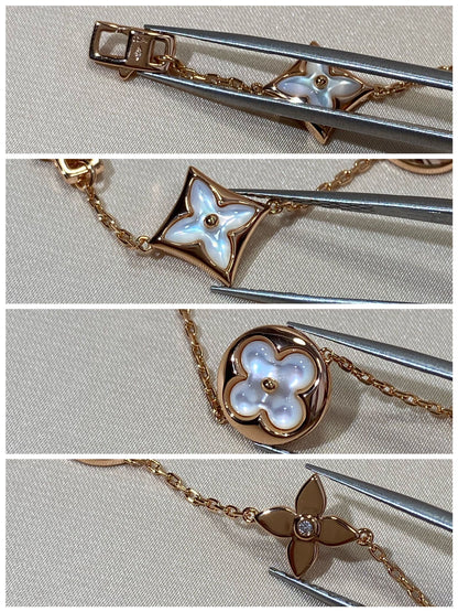 [⭐JeweliWhal]STAR AND SUN 5 MOTIF MOP PINK GOLD BRACELET