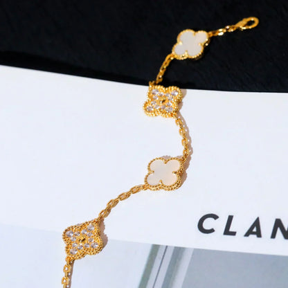 [⭐JeweliWhal]CLOVER WHITE PEARL MOP 5 MOTIF BRACELET COLLECTION