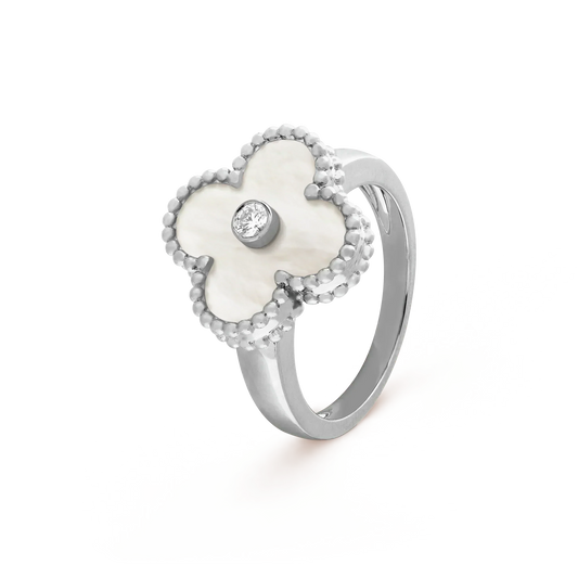 [⭐JeweliWhal]CLOVER SILVER MOP DIAMOND RING