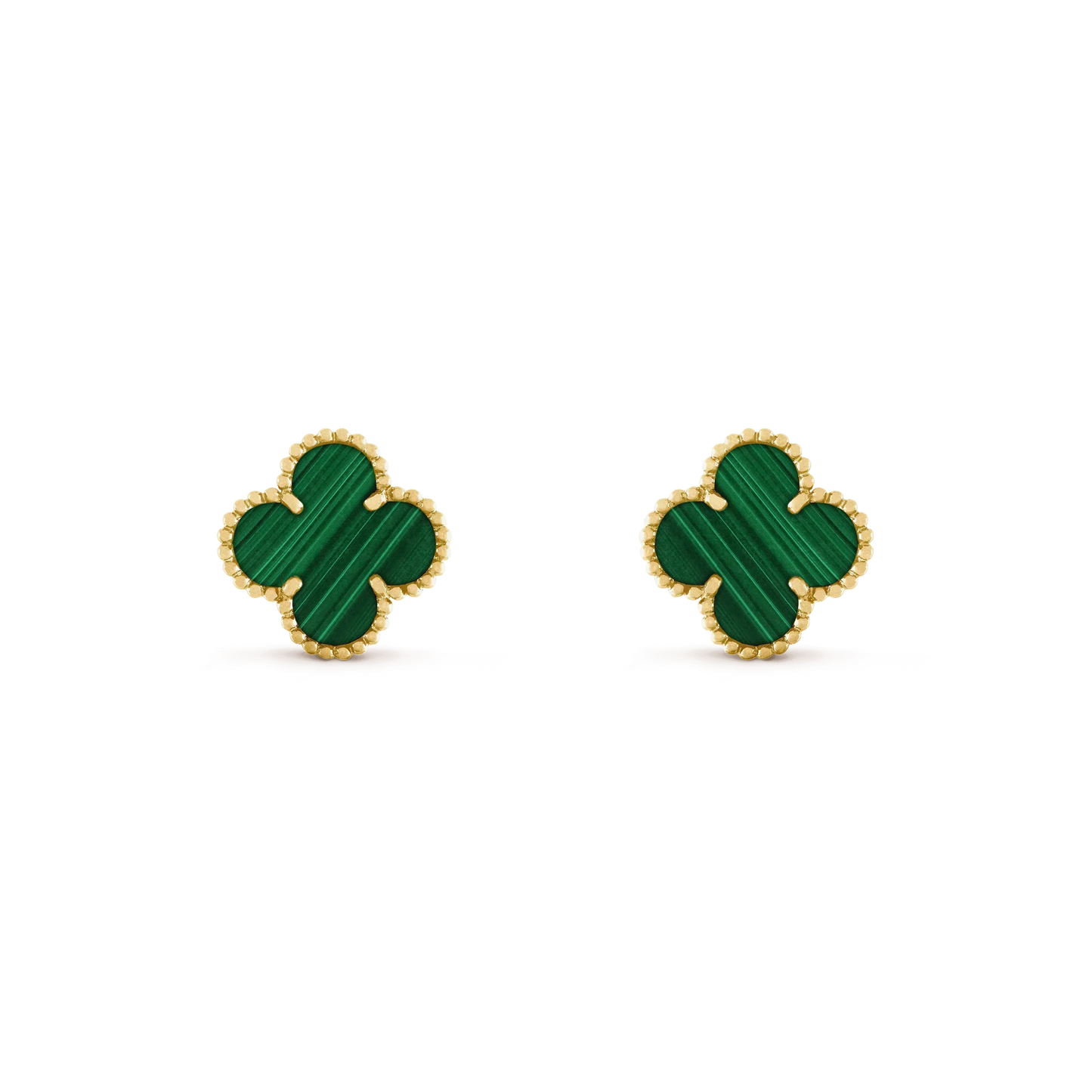 [⭐JeweliWhal]CLOVER MEDIUM 1 MOTIFS MALACHITE  EARRINGS