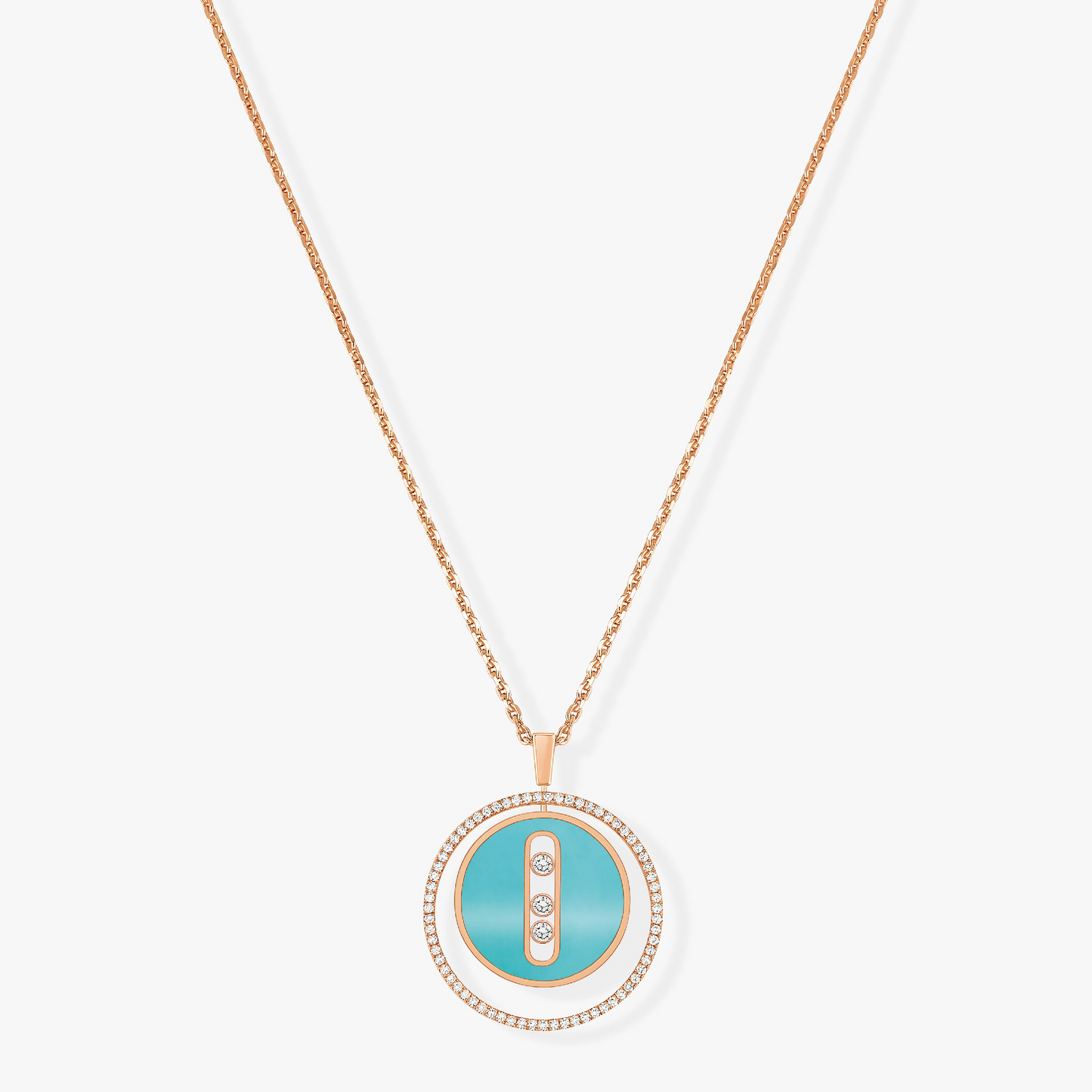 [⭐JeweliWhal]Demo MOVE 3 DIAMONDS TURQUOISE PINK GOLD DIAMOND NECKLACE