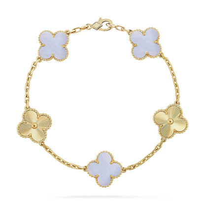 [⭐JeweliWhal] CLOVER 5 MOTIF PURPLE CHALCEDONY BRACELET COLLECTION