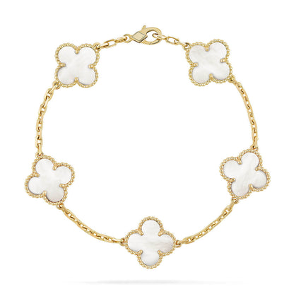 [⭐JeweliWhal]CLOVER WHITE PEARL MOP 5 MOTIF BRACELET COLLECTION