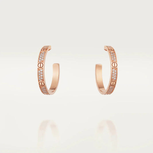 [⭐JeweliWhal]LOVE DIAMOND PINK GOLD HOOP EARRINGS