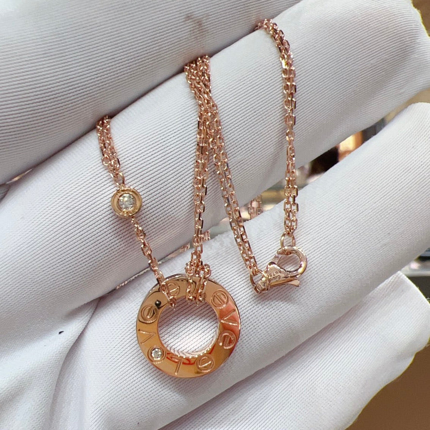[⭐JeweliWhal]LOVE NECKLACE 16MM 2 DIAMONDS