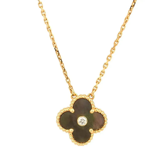 [⭐JeweliWhal]CLOVER 15MM DIAMOND AND MOTHER-OF-GREY NECKLACE