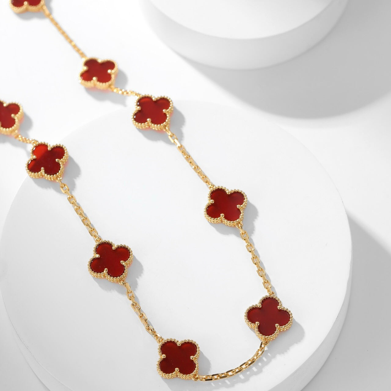 [⭐JeweliWhal]CLOVER 10 MOTIFS CARNELIAN NECKLACE