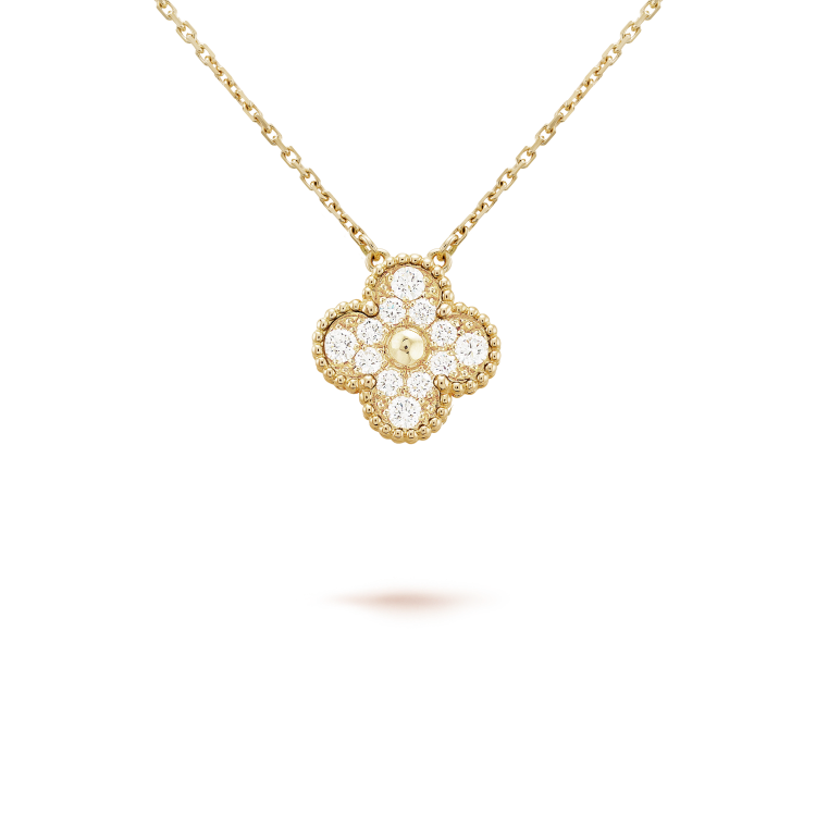 [⭐JeweliWhal]CLOVER 15MM DIAMOND SINGLE FLOWER NECKLACE