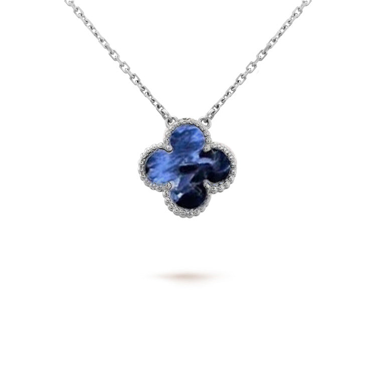 [⭐JeweliWhal]CLOVER 15MM PIETERSITE NECKLACE SILVER