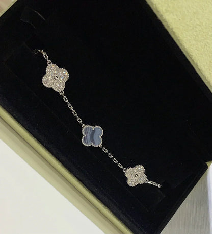 [⭐JeweliWhal] CLOVER 5 MOTIF PURPLE CHALCEDONY BRACELET COLLECTION