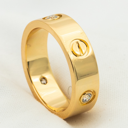 [⭐JeweliWhal]LOVE RING 5.5MM 3 DIAMONDS PINK GOLD