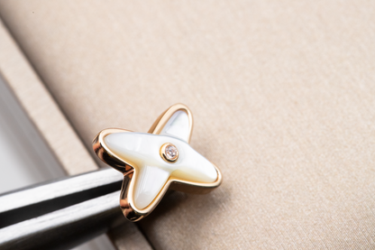 [⭐JeweliWhal]JEUX DE WHITE MOP PINK GOLD DIAMOND EARRINGS
