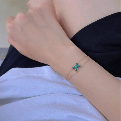 [⭐JeweliWhal]JEUX BRACELET MALACHITE PINK GOLD 1 DIAMOND