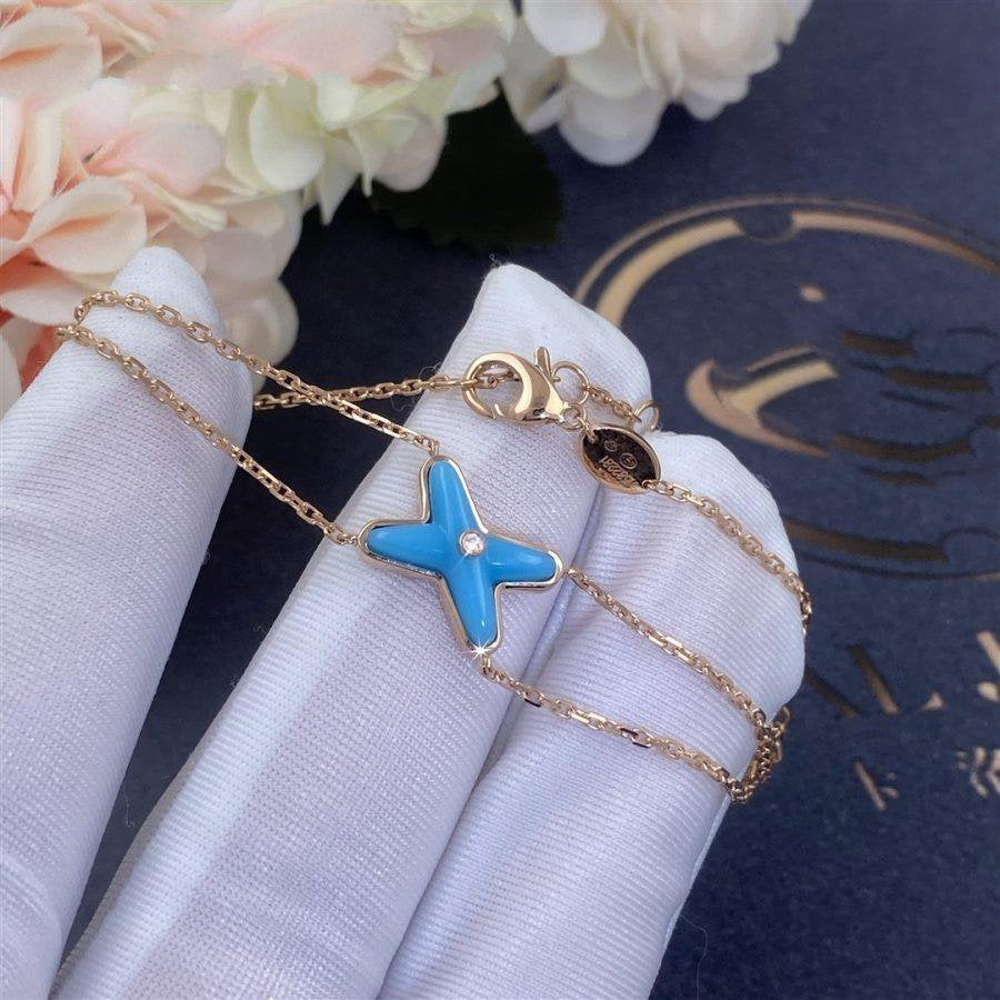 [⭐JeweliWhal]JEUX BRACELET TURQUOISE PINK GOLD 1 DIAMOND