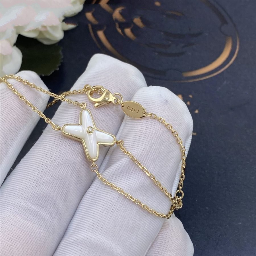 [⭐JeweliWhal]JEUX BRACELET WHITE MOP GOLD 1 DIAMOND