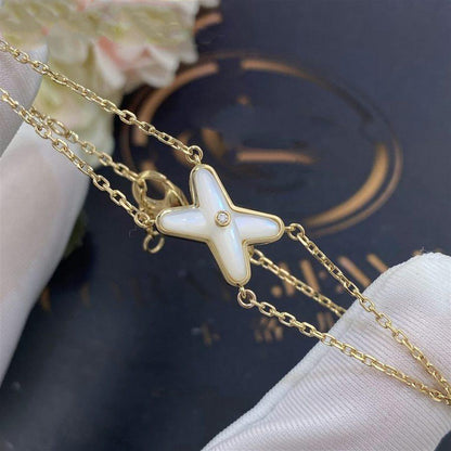 [⭐JeweliWhal]JEUX BRACELET WHITE MOP GOLD 1 DIAMOND