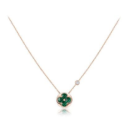 [⭐JeweliWhal]SUN PEDANT PINK GOLD 1 DIAMOND NECKLACE