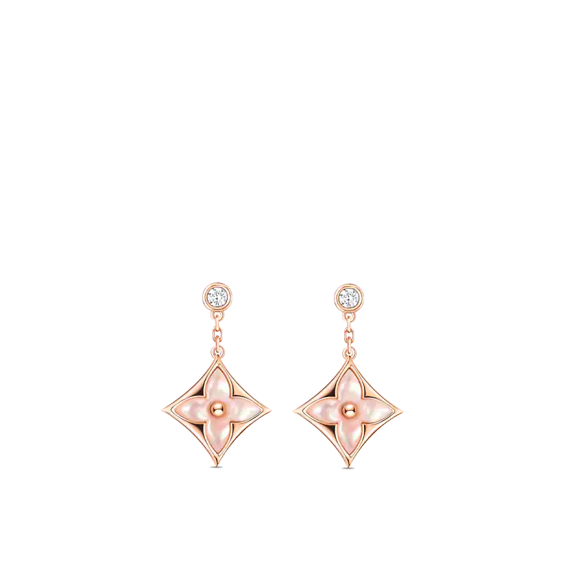 [⭐JeweliWhal]DOUBLE STAR PINK GOLD MOP DROP EARRINGS