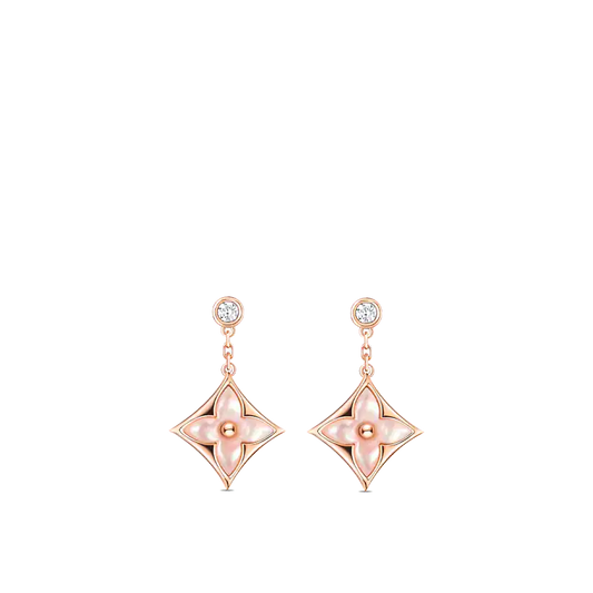 [⭐JeweliWhal]DOUBLE STAR PINK GOLD MOP DROP EARRINGS