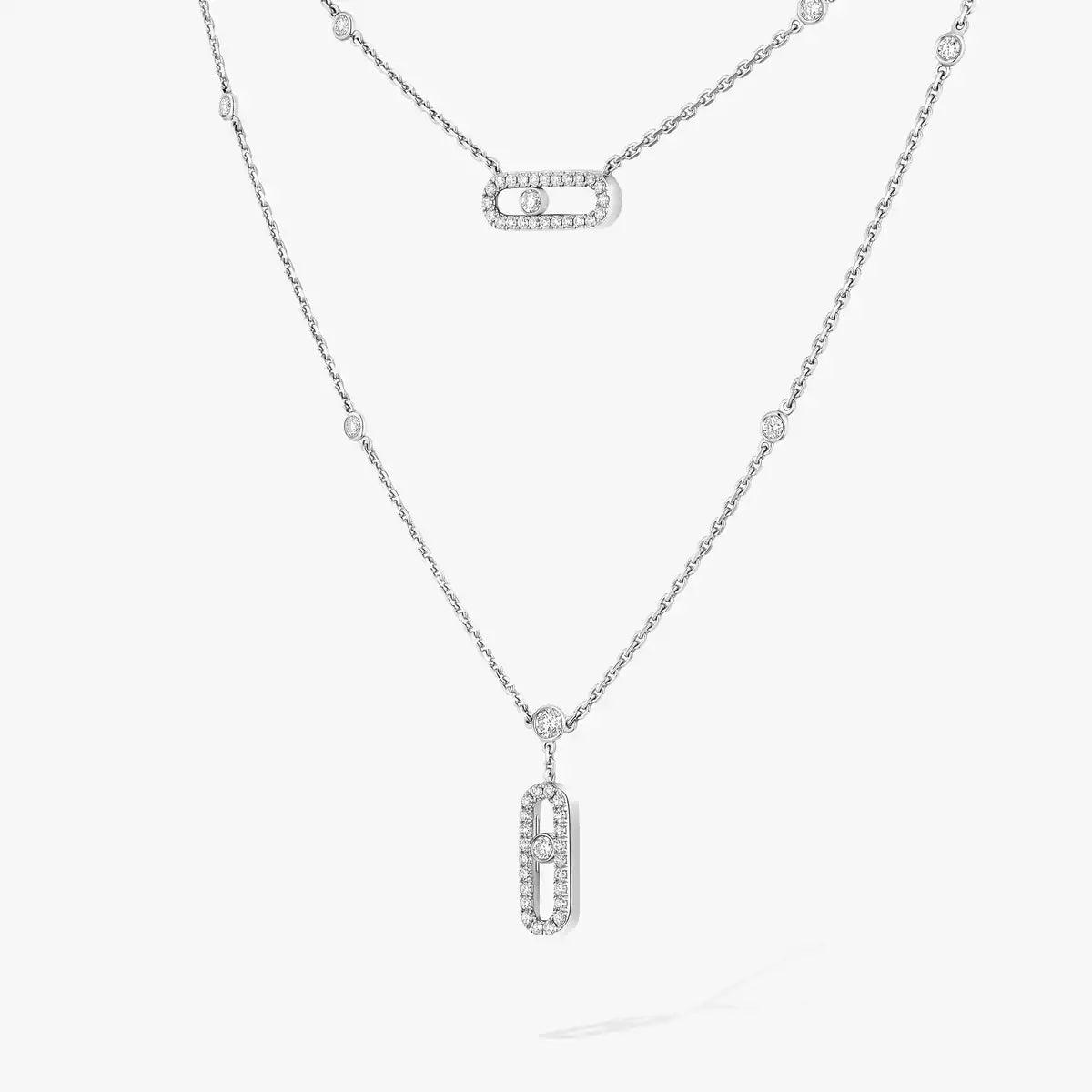 [⭐JeweliWhal]2 Rows Rose Gold Diamond Pave_ Necklace Move Uno