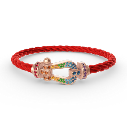 [⭐JeweliWhal]FORCE LARGE HORSESHOE  COLORED DIAMOND BRACELET ROSE GOLD
