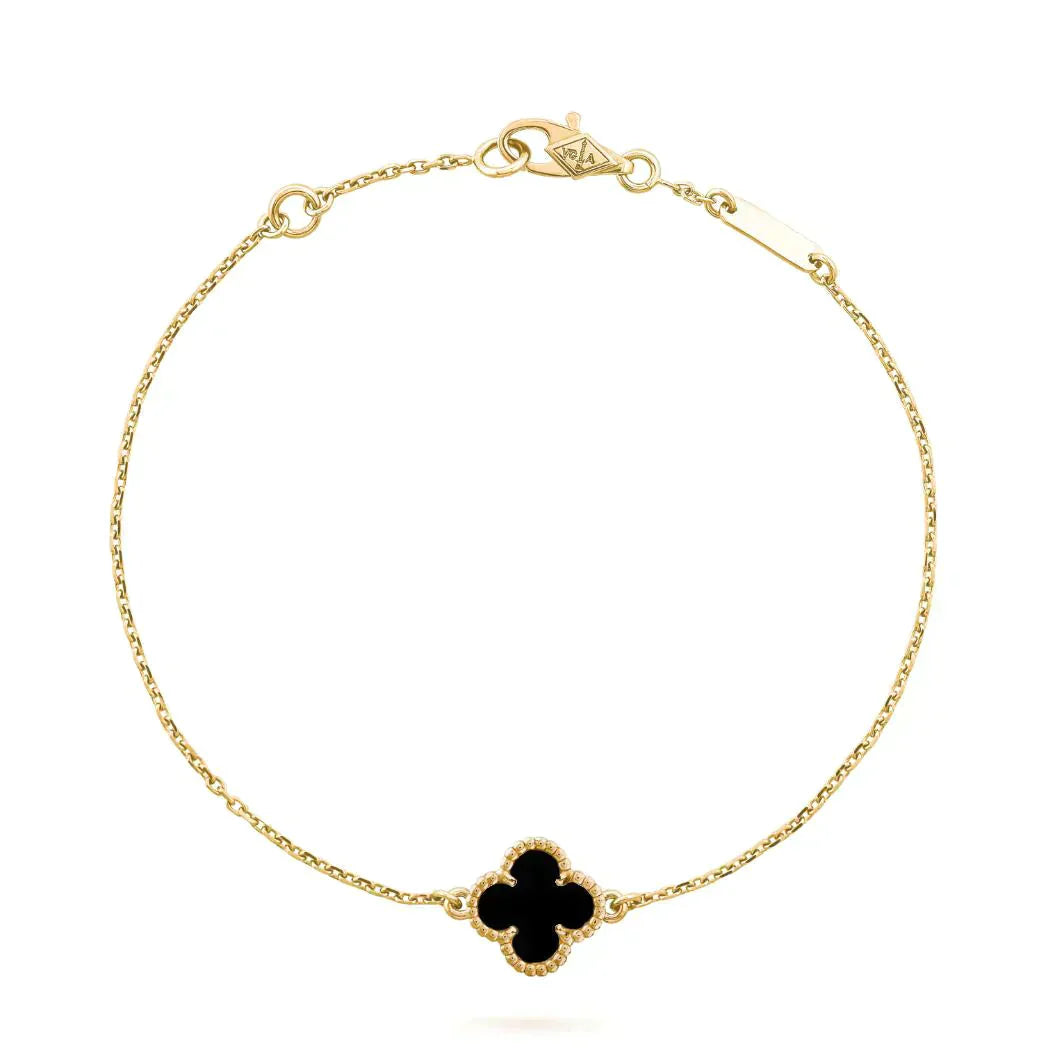 [⭐JeweliWhal]CLOVER ONYX SINGLE FLOWER BRACELET