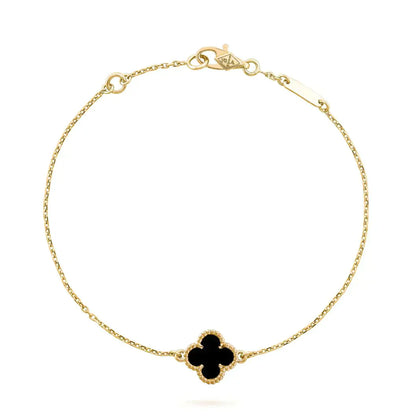 [⭐JeweliWhal]CLOVER ONYX SINGLE FLOWER BRACELET