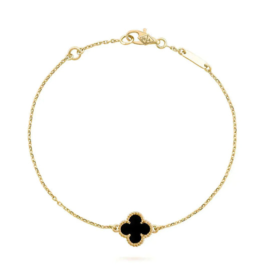 [⭐JeweliWhal]CLOVER ONYX SINGLE FLOWER BRACELET