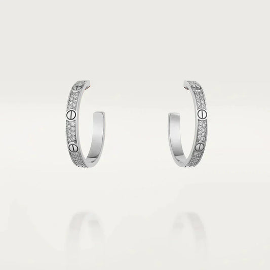 [⭐JeweliWhal]LOVE DIAMOND SILVER HOOP EARRINGS